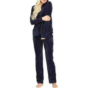 Conjunto de Pantalones y Chaqueta con Cierre, Cuello Alto, Puños Elásticos, Bolsillos Laterales Transpirables y Suaves, Cintura Elástica, Chándal de Terciopelo - Product Image 2