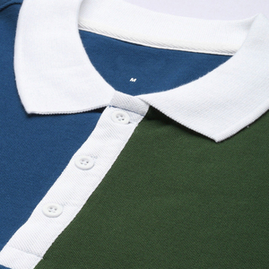 เสื้อกอล์ฟถักลายบล็อกสีสำหรับผู้ชาย สไตล์ลำลอง ทรงปกติ สีขาว น้ำเงิน เขียว พร้อมบริการ OEM - Product Image 6