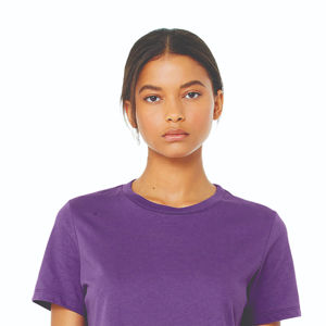 Camiseta de Manga Corta para Mujer, Premium, 100% Algodón Peinado y Hilado en Anillo Airlume, 32 Hilos, 4.2 oz, Color Morado Real, Corte Relajado - Product Image 4