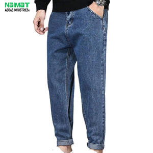 กางเกงยีนส์เดนิมสีน้ำเงินเข้มทรงเข้ารูปสำหรับผู้ชาย กางเกงขายาวทรงลำลองแบบพับขา ผ้าฝ้าย สไตล์ลำลอง แฟชั่นสำหรับผู้ชาย - Product Image 1