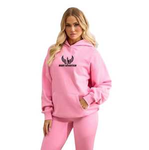 Sweat à capuche rose clair pour femme, pull en polaire à manches longues, style décontracté streetwear, coupe ample, toucher doux, confort quotidien - Product Image 1