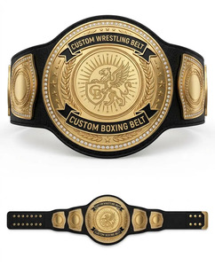 Ceinture de championnat de lutte et de boxe personnalisée en cuir doré avec plaques latérales ornées de pierres, ceinture de championnat personnalisée, sur mesure - Product Image 2