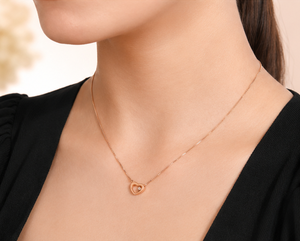 Collar de Plata de Ley 925 Chapado en Oro Rosa con Colgante de Corazón y Diamantes de Imitación para Mujer, Joyería Fina Romántica para Regalo - Product Image 4