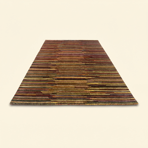 Tapis noué à la main multicolore en mosaïque Ember, tapis moderne abstrait à rayures pour salon, chambre et intérieurs d'hôtel - Product Image 2