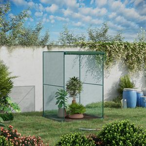 Gabbia per coltivazione a tunnel verde scuro 3.9 x 3.9 x 5.9 con rete da giardino e porta avvolgibile con cerniera, protezione per piante dagli animali - Product Image 2