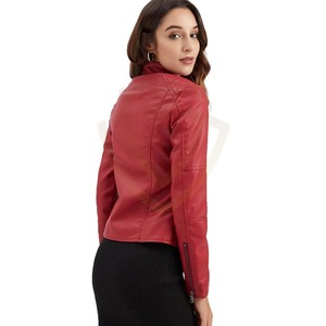 Veste en cuir pour femme à col montant, couleur unie, design et taille personnalisés, vestes en cuir pour femme - Product Image 5