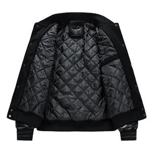 Blouson universitaire de haute qualité pour hommes et femmes, broderie chenille, manches en cuir, personnalisable, style baseball, col montant, coupe ample, fermeture frontale - Product Image 2