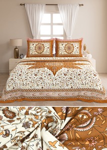 Ensemble de couvre-lit simple de qualité Manthan personnalisable, imprimé à la main, 100% coton, 3 pièces, motif floral, 200TC, 40 fils, toutes saisons - Product Image 3