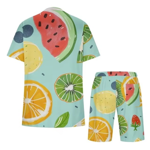 <b>Men's</b> Casual Breathable OEM Custom Summer 2-Piece Cotton <b>Fleece</b> <b>Short</b> Sleeve T-Shirt <b>Shorts</b> Set Custom Color Design Digital - Product Image 4