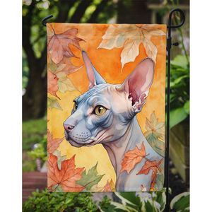 Donskoy Don Sphynx Chat Feuilles d'automne Multicolore Drapeau de boîte aux lettres Bannière pour Patio Artwork Garden Size for Yard Flower Beds Fall Flag - Product Image 3