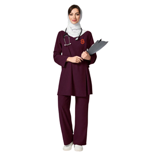 Men's Scrub Sets Hospital Uniform for Healthcare Modest Hijab Friendly Spandex Fabric <b>Tunic</b> Pants - Product Image 4
