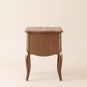 Luxury Bone Inlay Handicraft Tradition Wooden and Floral Bedside <b>Nightstand</b> Bone Inlay Table Living Room Furniture - Product Image 2