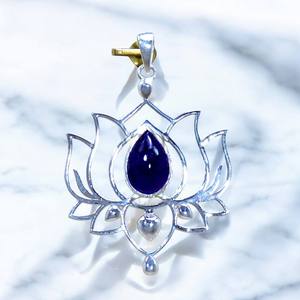 Pendentif en améthyste naturelle, design lotus, argent sterling 925, pendentifs faits à la main, prix de gros, accessoires de bijoux en argent - Product Image 2