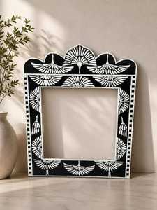 NEHA ENTERPRISES <b>Rectangular</b> Wooden Bohemian Wedding Wall <b>Mirror</b> Floral Inlay Design Handmade Traditional Framed Custom - Product Image 4