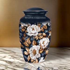 Flores florecientes Urnas de cremación para adultos Frascos de metal de estilo americano clásico para cenizas humanas y mascotas Urnas funerarias decorativas al por mayor - Product Image 5