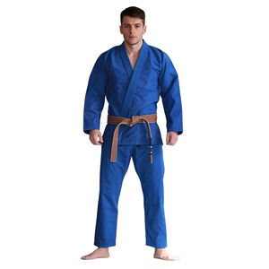 Uniforme de MMA Más Vendido, Color Azul, Uniforme Deportivo de Jiu Jitsu Brasileño, Preencogido, con Aberturas Laterales, Traje de BJJ con Cinturón Marrón - Product Image 1