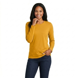 Premium Women Long Sleeve T Shirt Solid Cotton Fabric Comfortable Regular Fit Casual Everyday Fashion Wear <b>Top</b> - Product Image 3