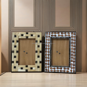 กรอบรูปพรีเมี่ยมทรงสี่เหลี่ยมทันสมัยของ2024สำหรับตกแต่งบ้านเรซินฝังกระดูกสีดำสีขาวขัดเงาพิมพ์ UV - Product Image 4