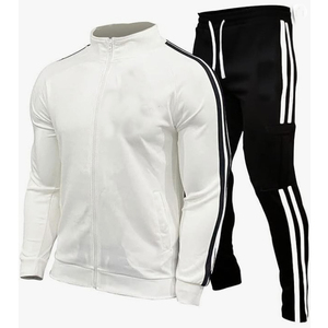 Unisex Gray Tracksuit Set Full-<b>Zip</b> <b>Hooded</b> Casual Jogging Suit Side Pockets Quick Dry Breathable Polyester/Cotton Fleece Lining - Product Image 2