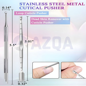 Professional Stainless Steel Manicure Cuticle Pusher and Scraper <b>Tool</b> Set with PU Leather Carry Pouch - Product Image 2