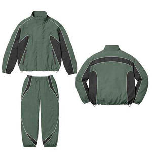 Chaqueta Cortavientos con Cremallera y Costuras Personalizadas de Fábrica, Pantalones Holgados de Algodón Orgánico, Traje Deportivo Ecológico Reversible - Product Image 3