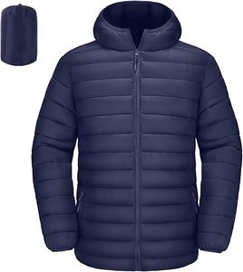 Chaqueta Acolchada Ligera con Capucha para Adultos, Ropa Casual de Invierno, Diseño Comprimido, Abrigo de Poliéster Verde Oliva - Product Image 3