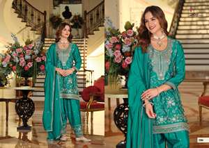 Élégant ensemble Salwar en Chinon lourd avec broderies, tenue ethnique de luxe pour femmes modernes, idéal pour les soirées. - Product Image 2