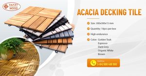 Modern Acacia WPC Outdoor Decking <b>Tiles</b> 300x300mm Oiled Natural Golden Light Oak Anti-Slip Square Brushed <b>Interlocking</b> Flooring - Product Image 3