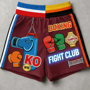 Shorts de boxe en tissu polyester, vêtements de sport, impression personnalisée, sublimation, broderie de logo, respirant, taille personnalisée - Product Image 1