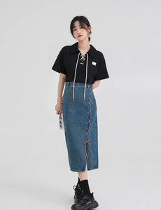 Mini-jupe tendance taille haute pour femme, style mignon en denim, pour des looks du jour au soir, toutes saisons - printemps, été, automne, hiver - Product Image 2