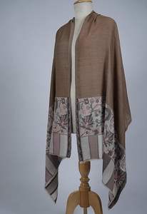 Châle en cachemire et laine fine VIC pour femme, élégant, avec bordure florale tissée, doux, chaud, de qualité supérieure, 70 x 200 cm - Product Image 3