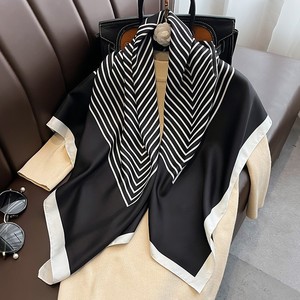 Elegant 100% <b>Silk</b> Satin Square Scarf Women Solid Digital Printed Muslim Fashion Accessory All Seasons Multi-Functional <b>Wrap</b> - Product Image 3