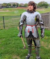 Traje de armadura de placa completa gótica medieval Battle Warrior Crusader Suit Of Armor Traje de cuerpo completo portátil Acero Battle-ready Hallowee