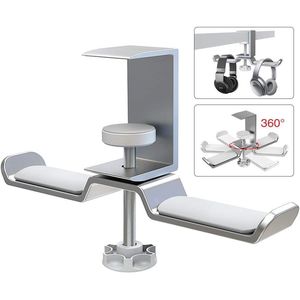 Supporto per Cuffie in Alluminio con Doppia Testa Rotante, Capacità di Carico 11lb, Supporto Universale da Scrivania per Cuffie - Product Image 1