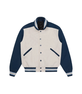 Chaqueta Varsity Gris y Azul Marino para Hombre, Material de Forro Polar, Cierre de Cremallera, Resistente al Viento, Cuello Alto, Logotipo Frontal, Corte Regular, Ropa de Invierno - Product Image 4