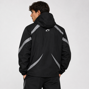 Chaqueta Cortavientos Negra Reflectante con Capucha para Hombre, Ropa Deportiva Técnica, Chaqueta Impermeable Urbana de Alto Rendimiento, Nueva Colección 2026 - Product Image 2