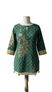 Nouvelle Tendance : Haut Traditionnel Indien Élégant pour Femme, Longueur Standard, en Coton avec Broderie Fine, Anti-humidité et Séchage Rapide, Protection Solaire - Product Image 6