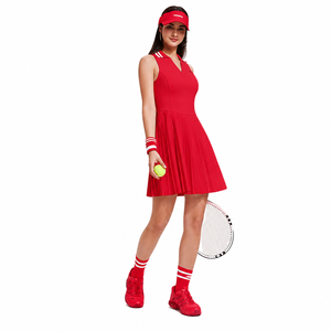 Premium Spandex/Nylon V-neck Tennis Dress Women Soft Stretchy <b>Athletic</b> Eco-Friendly Lightweight Custom Sportswear Outdoor - Product Image 2