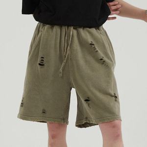 Nouveau design en gros unisexe personnalisé blanc 100% coton décontracté Vintage en détresse shorts d'été pour hommes avec poches - Product Image 1