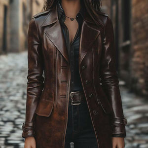 Veste extérieure en cuir à la mode pour femmes, vêtement chaud parfait pour les voyages et les tenues décontractées - Product Image 6