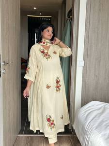 Designer Embroidery Patch Work Air <b>Tex</b> Chinon Top With Bottom And Dupatta Fully Stitched Ready To Wear Set - Product Image 2