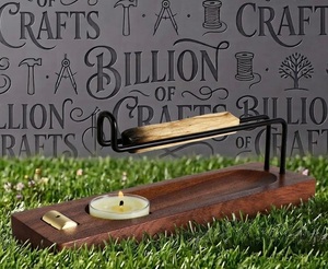 Plateau en bois plat de style nordique pour bâtonnets de sauge blanche, support diffuseur d'aromathérapie, vente en gros - Product Image 5