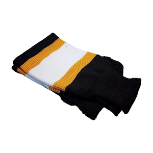 Guêtres tricotées rayées de qualité supérieure, noires, blanches et orange, pour le hockey sur gazon, unisexe - Product Image 2