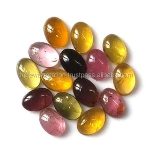 4mm 6mm Natural Multi turmalina piedra suave ovalada Flatback cabujones sueltos para la fabricación de joyas anillo colgante collar pendiente - Product Image 1