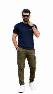 <b>Men's</b> <b>Navy</b> <b>Blue</b> Short Sleeve Crew Neck <b>T</b>-<b>Shirt</b> Solid Color Casual Regular Fit Jersey Tee - Product Image 5