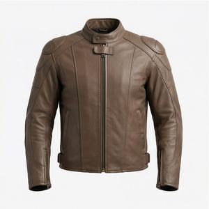 แจ็คเก็ตหนังแท้สำหรับขี่มอเตอร์ไซค์คุณภาพดีที่สุดสำหรับผู้ชาย รุ่นใหม่ล่าสุดสำหรับฤดูหนาว พร้อมแผ่นป้องกันที่ถอดออกได้ สามารถสั่งทำได้ - Product Image 1