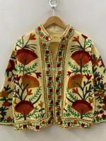 Chaqueta de Algodón con Cuello Mandarín Bordado a Mano con Diseño Floral, Estilo Bohemio, Manga Larga, Ropa de Abrigo Otoñal para Mujer Adulta
