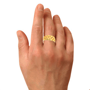 Bague en or jaune 18 carats à maillons entrelacés, design géométrique moderne, bijou raffiné pour hommes et femmes, vente en gros - Product Image 2