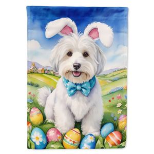 Coton de Tulear ธงอีสเตอร์ไข่ออกล่าในสวนแบบหลากสีสำหรับตกแต่งลานธงแบนเนอร์งานศิลปะลานบ้านป้ายสนามหญ้า - Product Image 1