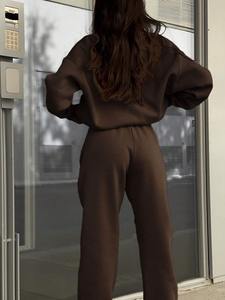 Custom Women's Fleece Tracksuit Set Quarter <b>Zip</b> Sweatshirt Jogger Pants Casual Loungewear Activewear OEM Supplier - Product Image 4